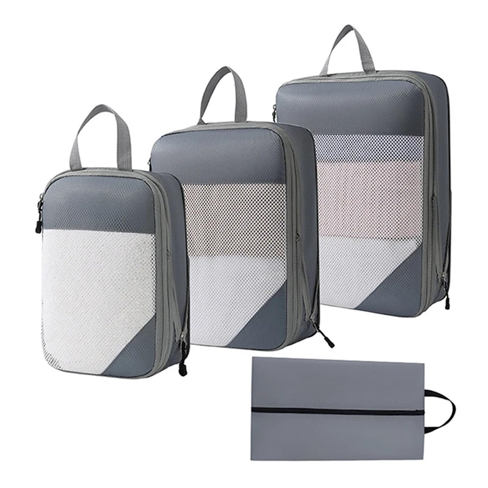 Organisateur Valise Lot de 4 sacs voyage portables, épais et imperméables, for vêtements, chaussures, compression, rangement, cube(Grey)