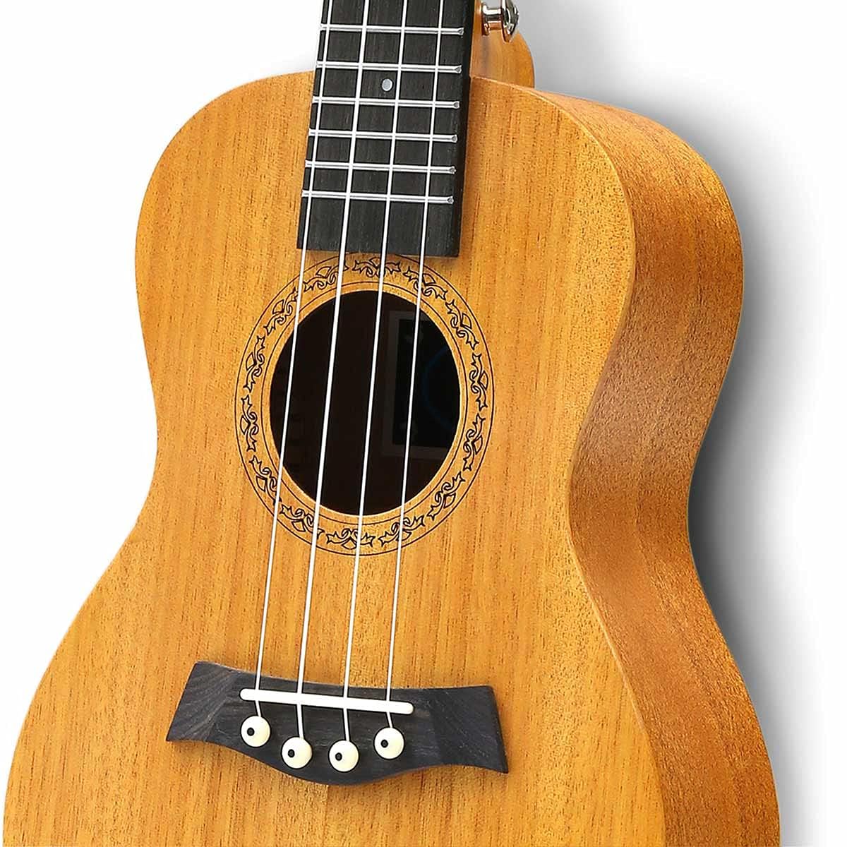 Tenorowe ukulele solidny top mahoń 66 cm z akcesoriami do ukulele z torbą na koncert, paskiem, struną nylonową, kapo wyzwalacza gitary, kostki