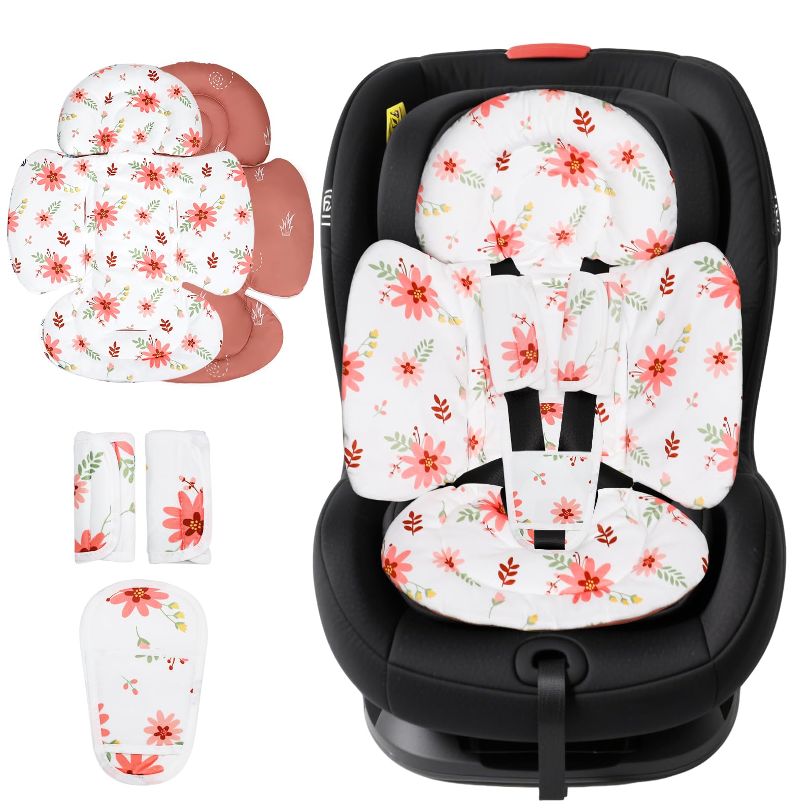 KAKIBLIN Insert pour bébé compatible avec 4moms Mamaroo Swing Graco Swing et siège auto, insert de siège auto pour nouveau-né filles garçons, design réversible respirant soutien de la tête et du corps