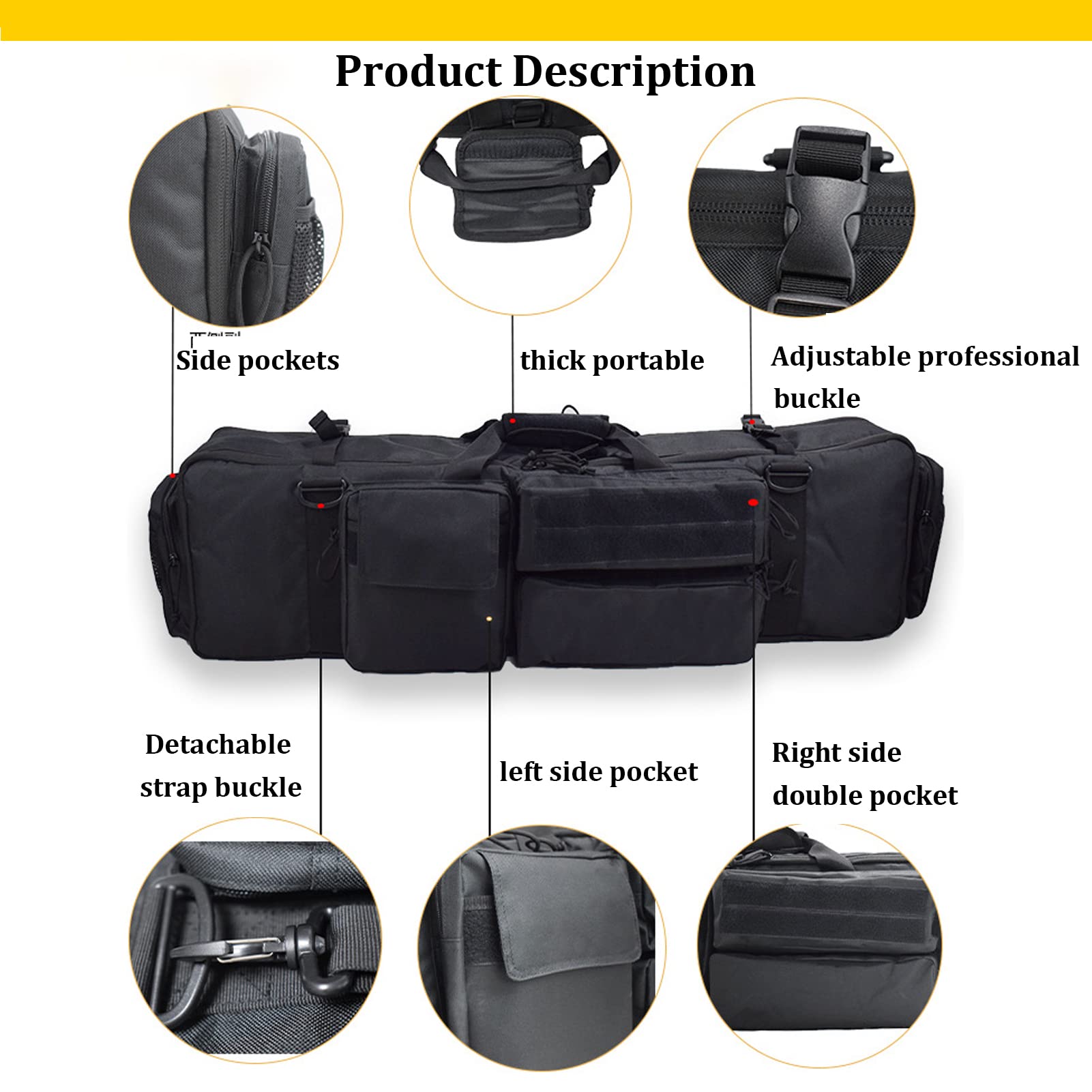 Bolsa para Rifle,Mochila Táctica Suave para Rifle Largo,Funda Acolchada con Correa Lateral para Escopeta,Funda Táctica para Carabina/Khaki