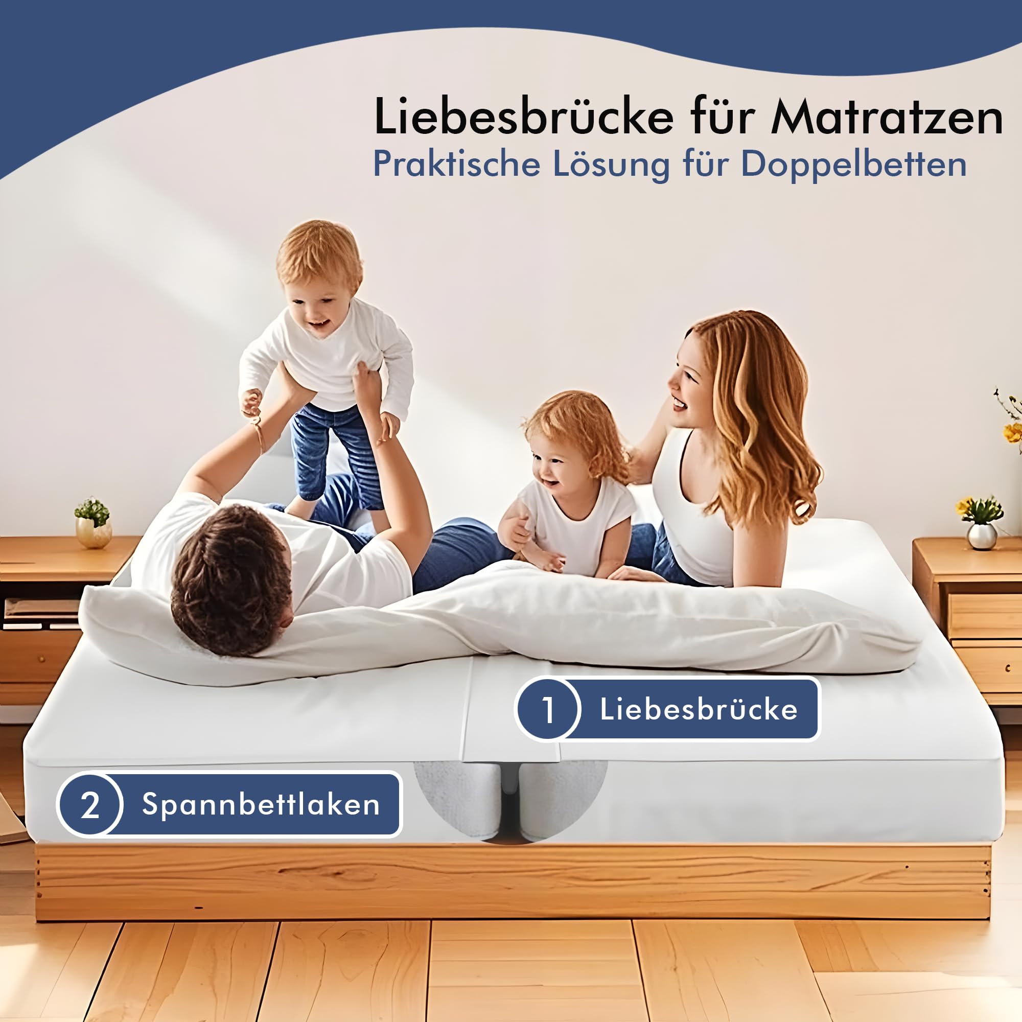 Liebesbrücke 180x200cm Mit Spannbettlaken - Matratzenkeil Gegen Ritze Doppelbett