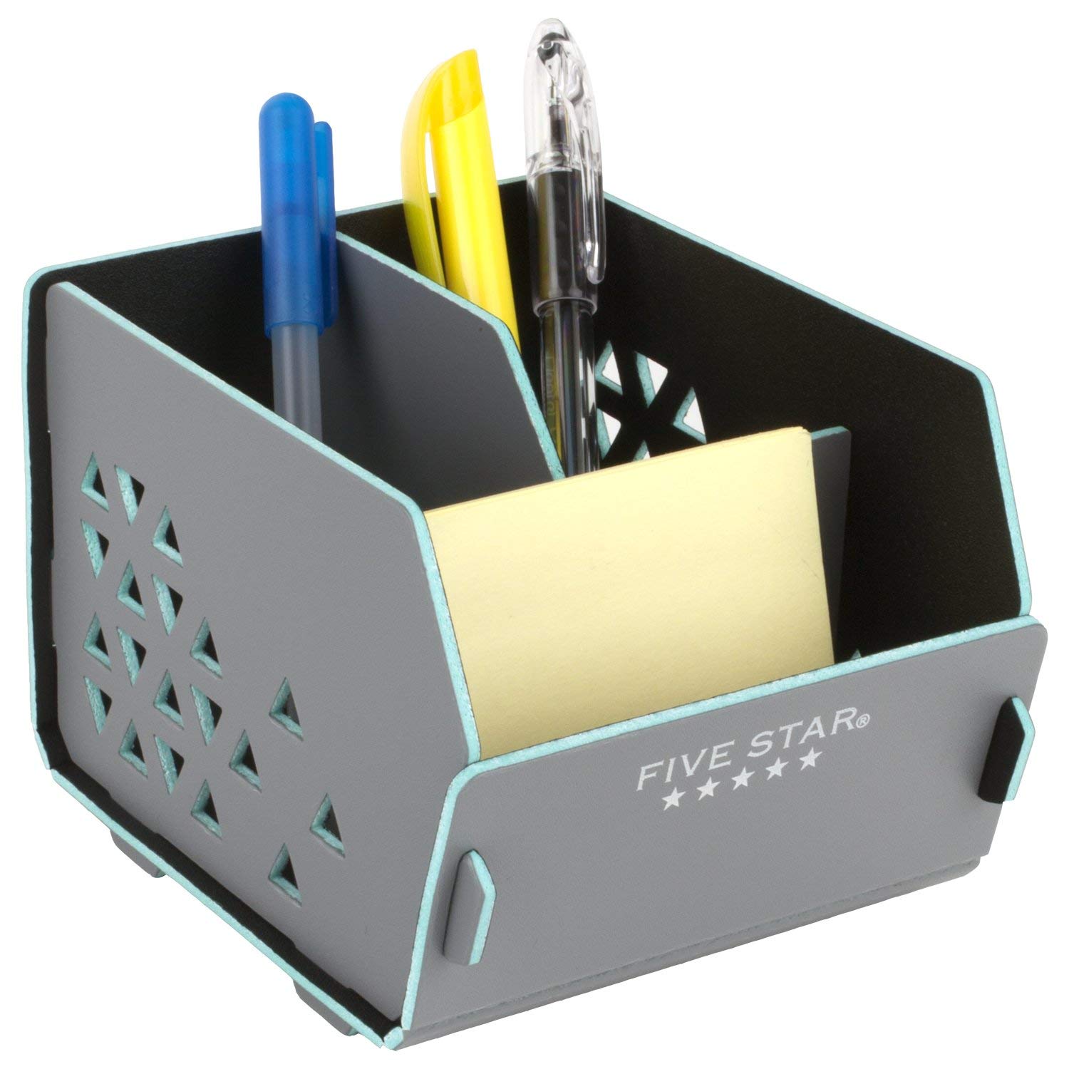 Five Star Desk Organizer, 3 Compartments, Caddy, Gray/Teal (73680)
