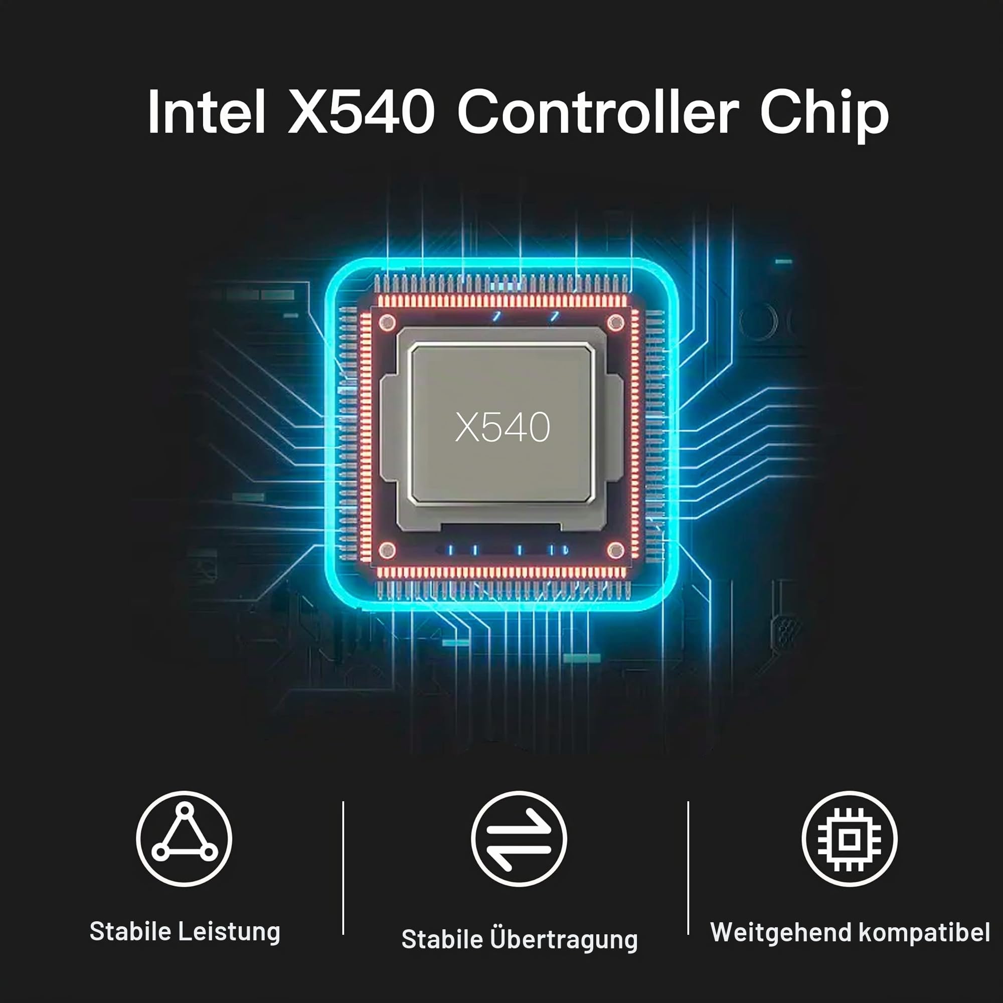 10Gb PCIe Netzwerkkarte für Intel X540-T2, 10G LAN Karte mit Intel X540 Controller, Dual RJ45 Ports NIC PCI Express x8 Ethernet Adapter für Windows/Windows Server/Linux/Freebsd/VMware ESXi