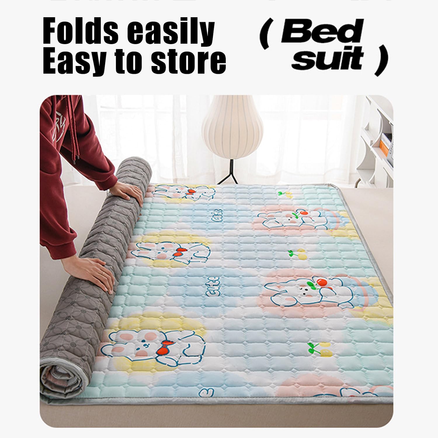 Queen Size Mattress Protector Student Thin Mattress Cover with 4 Elastic Straps Anti-Slip Thin Mattress Topper Soft Breathable Mattress Pad Cover Bedroom Dormitory,A,150 * 200cm(queen)
