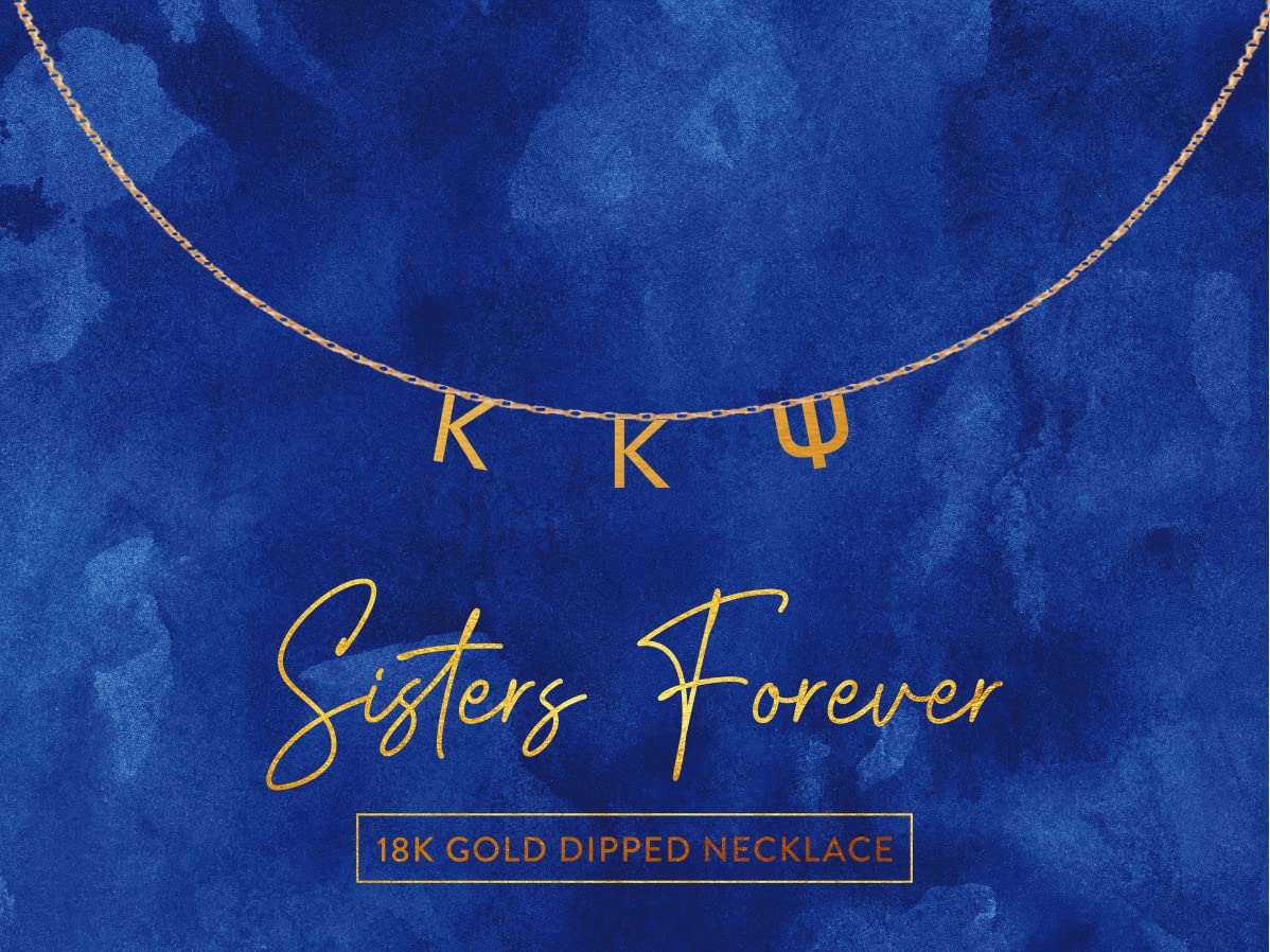 Sorority ShopKappa Kappa Psi Necklace — KKPsi Name Necklace, 18K Gold Plated Sorority Gifts Necklace, Long-Lasting Kappa Kappa Psi Gifts for Women, One Size, Stainless Steel, No Gemstone