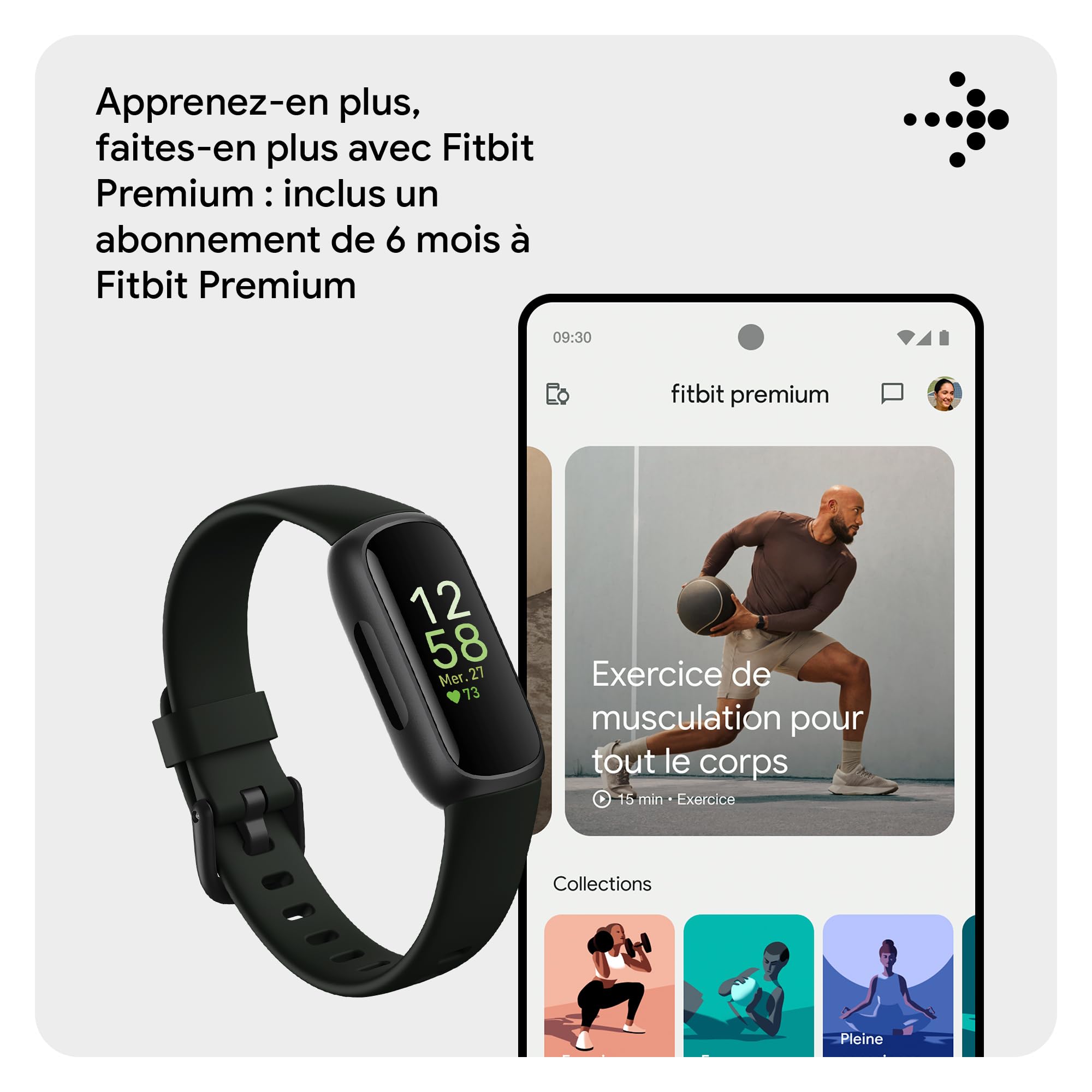 Google Fitbit Inspire 3 Bracelet d’activité sport et santé avec jusqu’à 10 jours d’autonomie de batterie et compatible avec Android et iOS, Parme