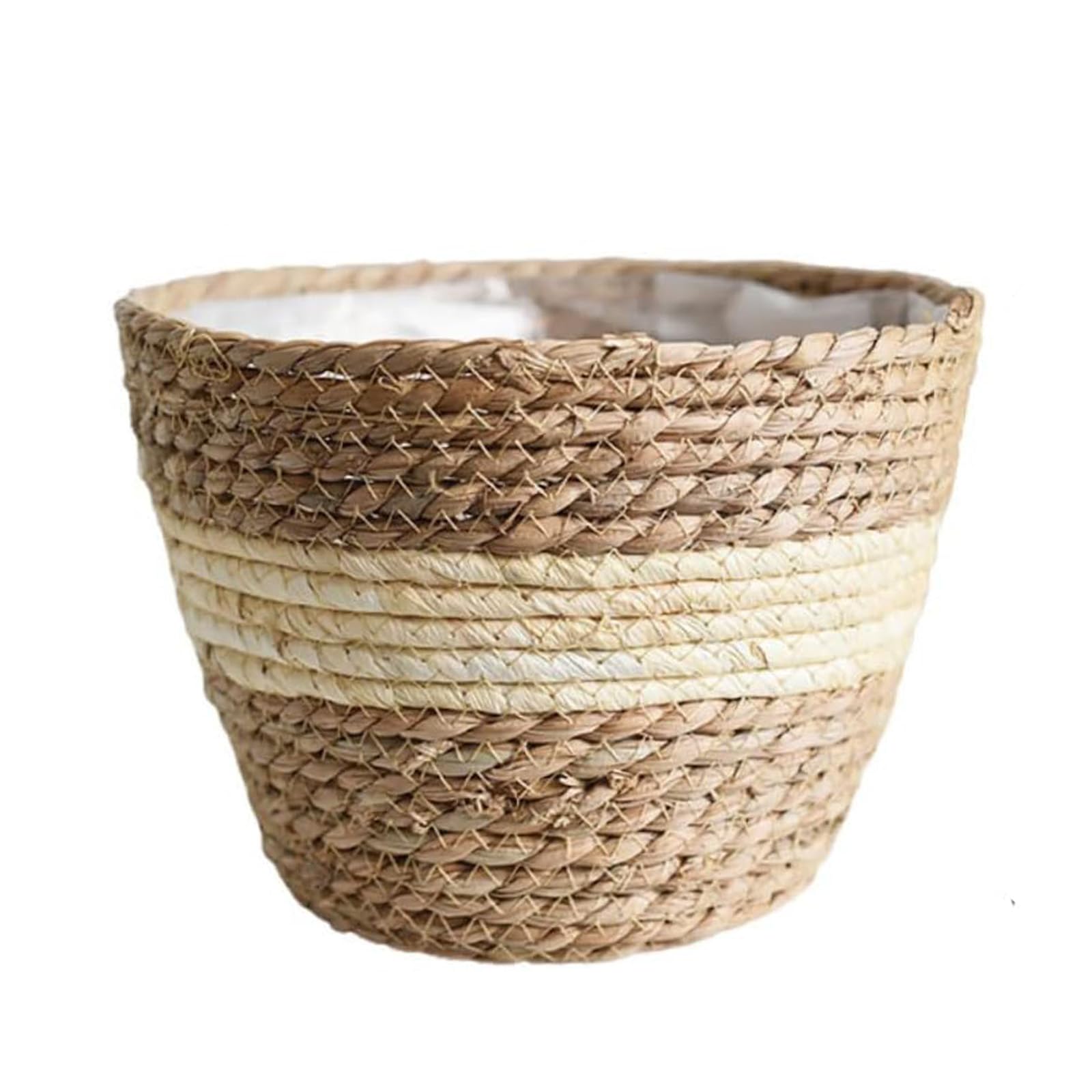 BBTISG Woven Plant Basket with Liner, Flowers Plants Trees Baskets Indoor Outdoor Home Decoration Woven Plant Basket (S)