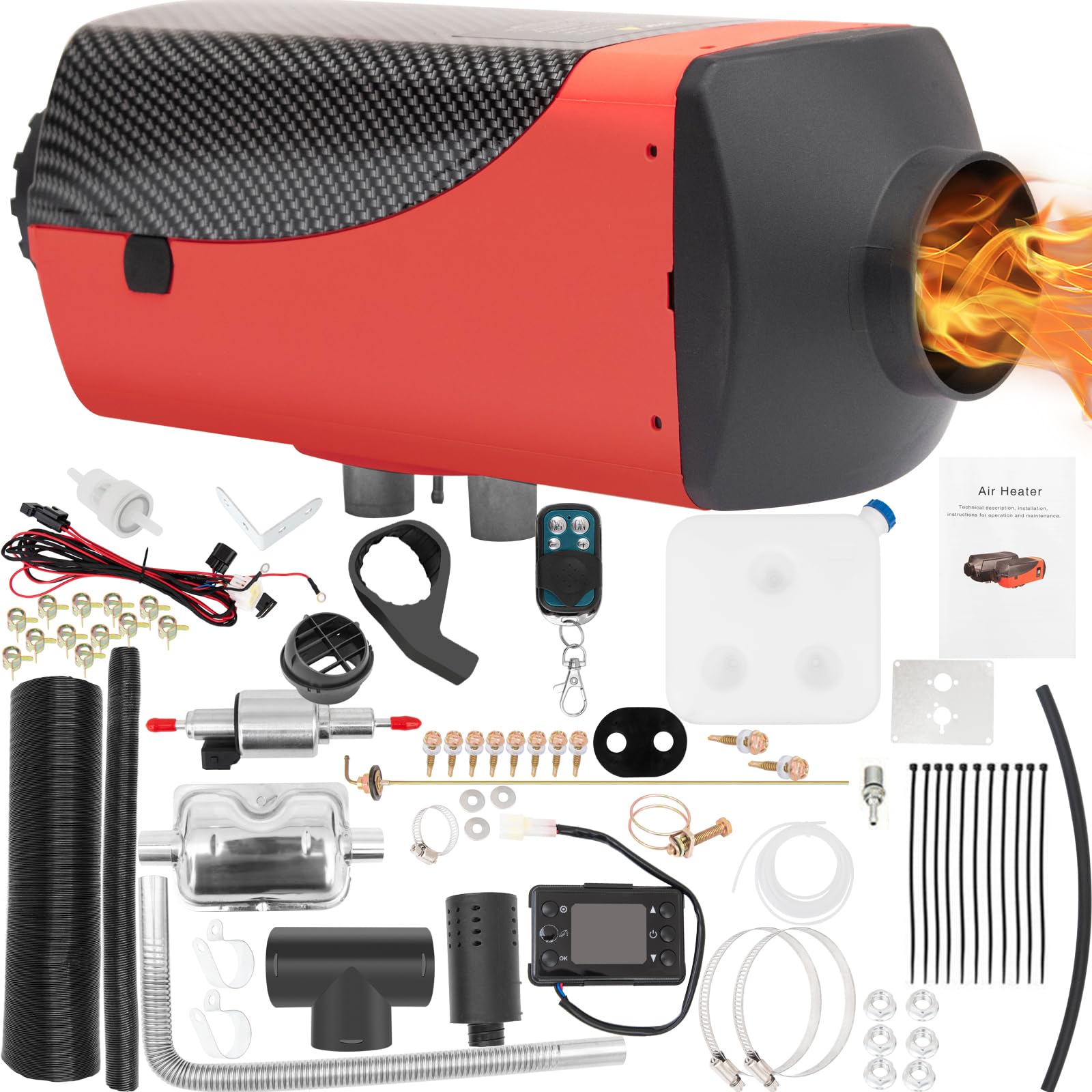 Chauffage diesel tout-en-un, 5 kW 12 V, chauffage de stationnement diesel portable, chauffage rapide avec écran LCD et télécommande, pour voiture, camping-car, bateau, tente, caravane, SUV, camion,