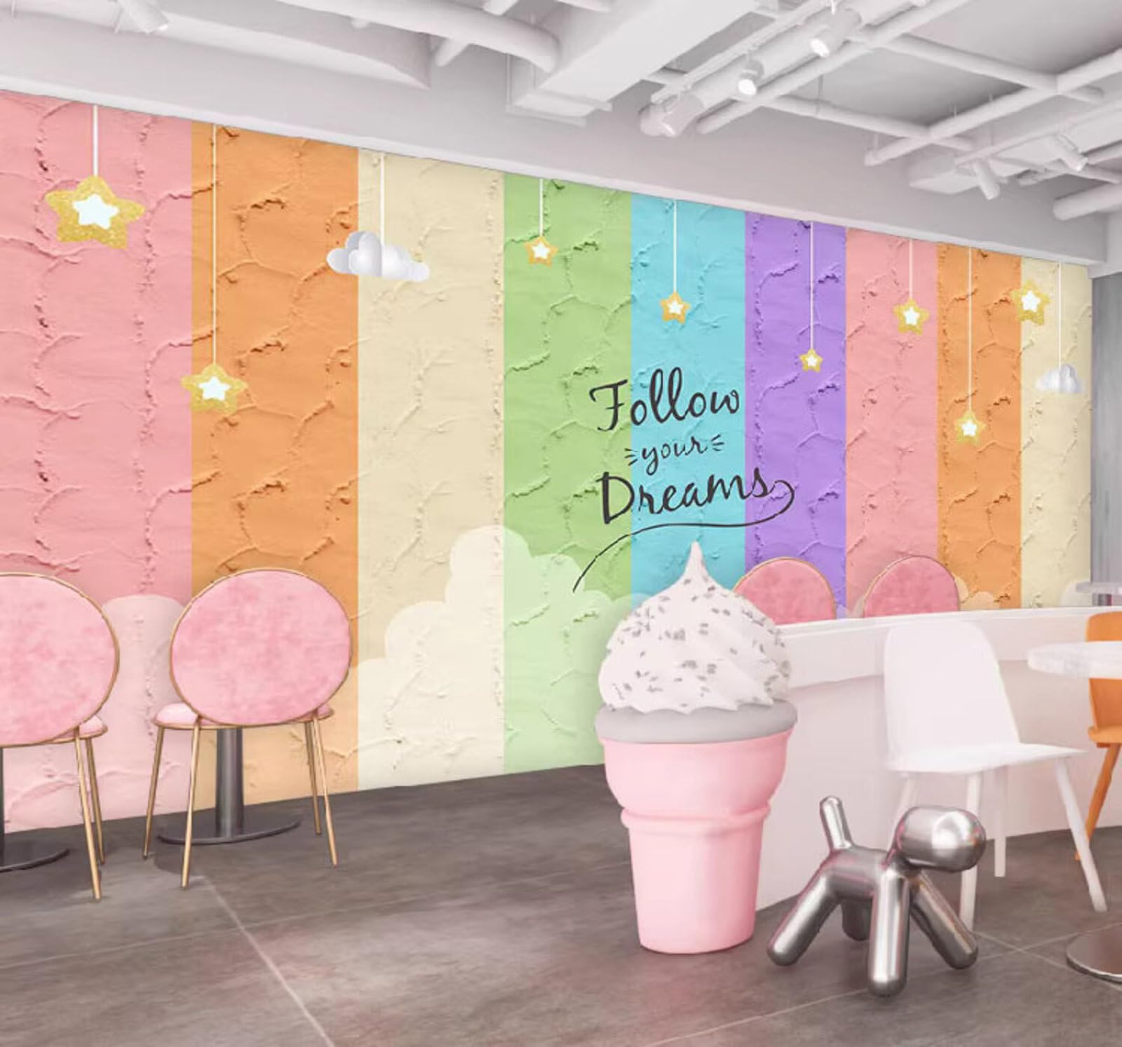 Abstract Rainbow Graffiti Art Clothing Shop 3D Wallpaper Easy Install Feature Office Living Room Sofa Bedroom TV Background Wall Decoration-250cm×170cm