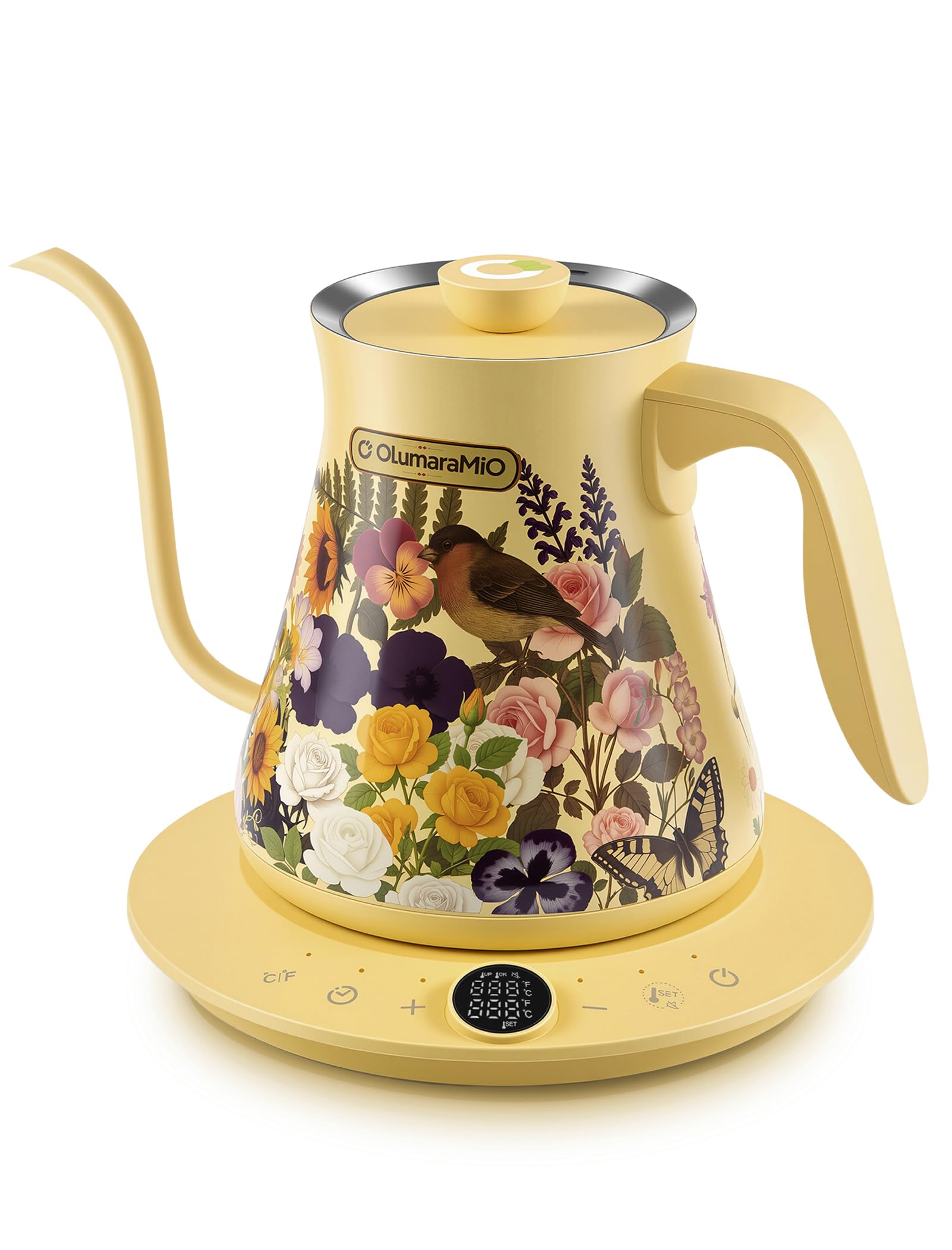 Olumaramio 0.8L Gooseneck Electric Kettle Floral