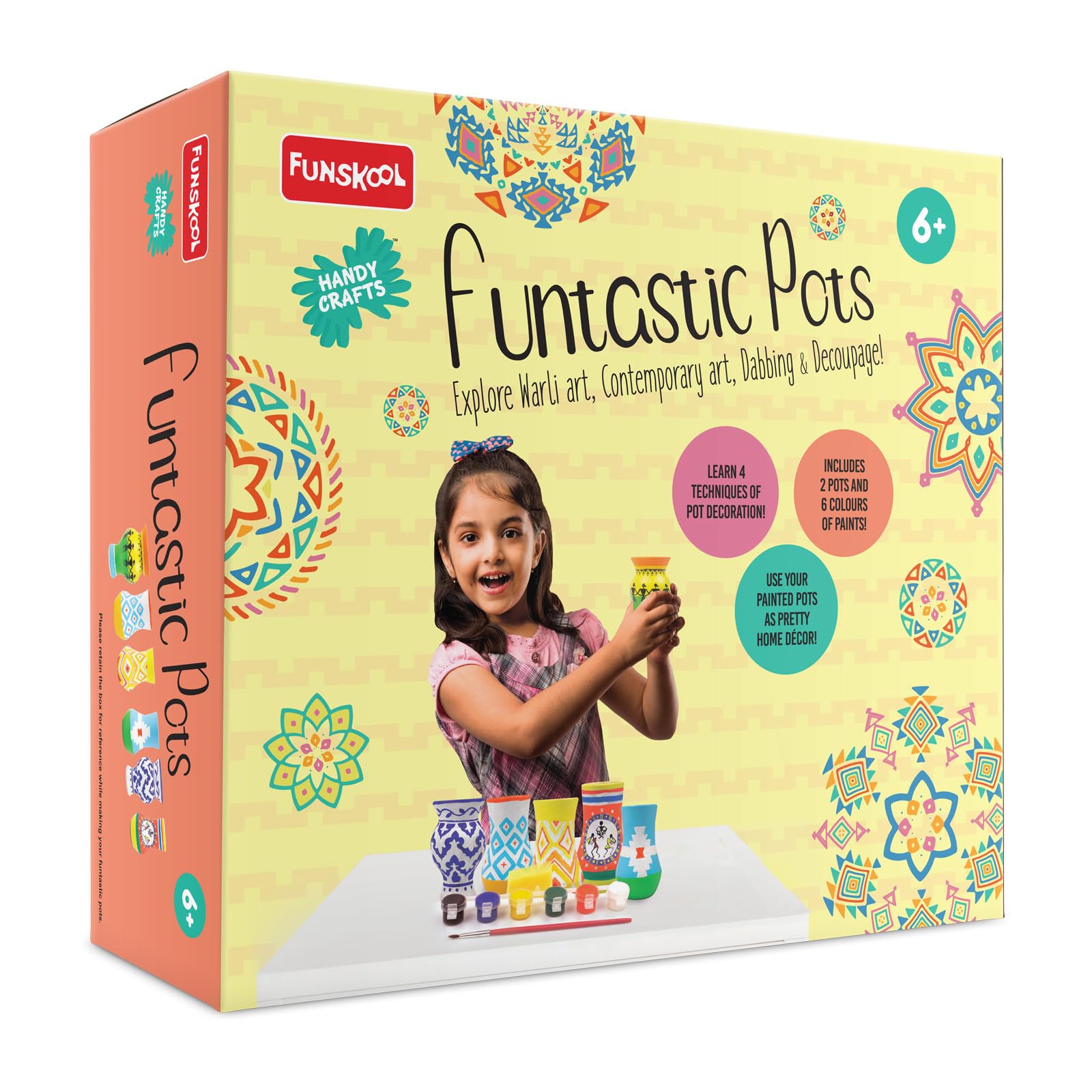 Funskool Handycrafts Funtastic Pots, Decorate Using Warli Art, Contemporary Art, Dabbing Technique & Decoupage, DIY Kit, Ages 6 Years and Above, Multicolour (B014107RTG) Amazon Price History, Amazon Price Tracker