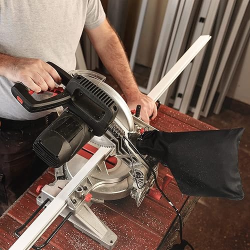 Miniatura 8 de Bolsa de recolección de polvo negro para sierra ingletadora 255, con cremallera y soporte ajustable con cable, fácil de transportar y almacenar