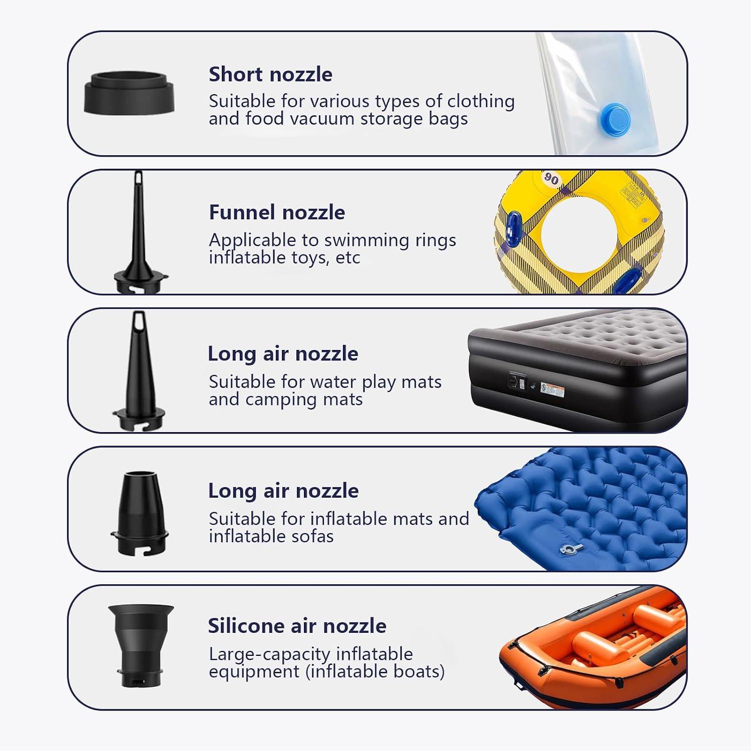 Portable Air Pump for Inflatables, 6000mAh Electric Air Mattress Pump with Digital Display, Fast Inflate & Deflate, 5 Air Nozzles for Air Mattress, Pool Floats, Camping, Vacuum Bags & Inflatable Beds