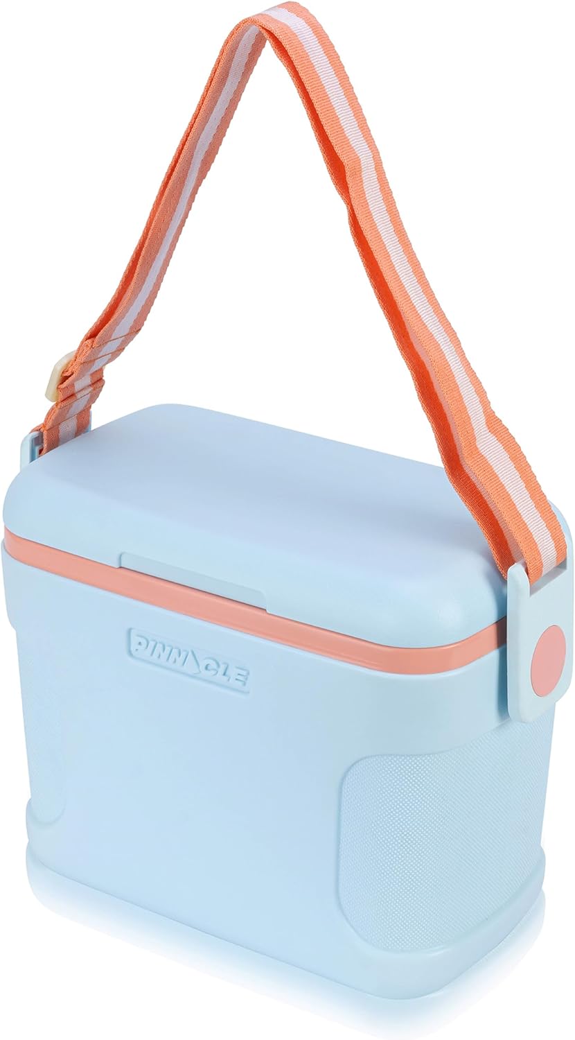 Pinnacle 8.5Qt Mini Cooler – 14 x 7.6 x 10.6In Ice Box with Smart Divider, Locking Lid, Adjustable Shoulder Strap – Insulated Picnic Basket Beach Cooler Bag – 36- Hour Ice Retention – Stylish Colors