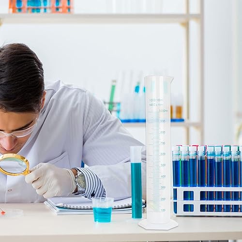 Miniatura 7 de Paquete de 2 cilindros graduados de plástico de 33.8 fl oz, juego de cilindros de medición transparente, frasco de tubo de ensayo de medición