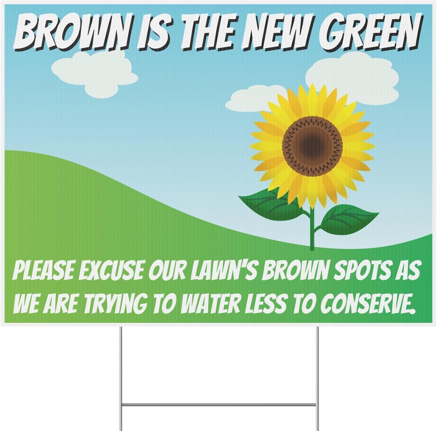 Conserve Water Yard Sign – Save Water Outdoor Lawn Sign, Double Sided Full Color, Weatherproof Corrugated Plastic with Metal H-Stake (Blue, 24x18 Inches)