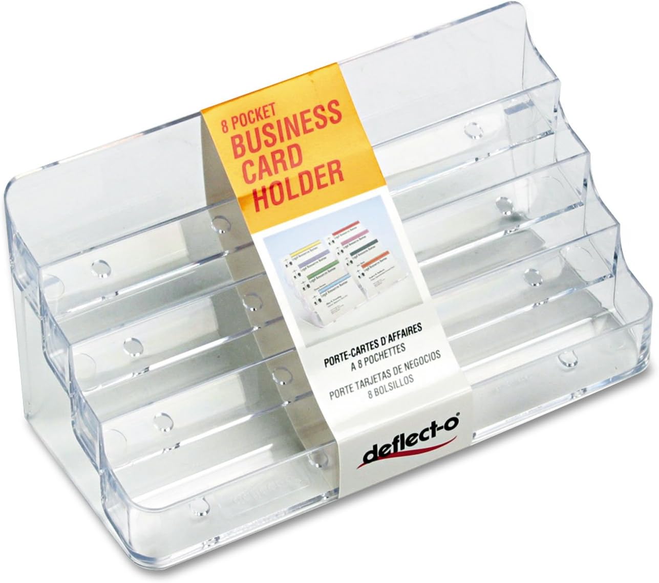 Deflecto 70801 Desktop Business Card Holder,8 Pockets,8-Inch x3-5/8-Inch x3-7/8-Inch,CL
