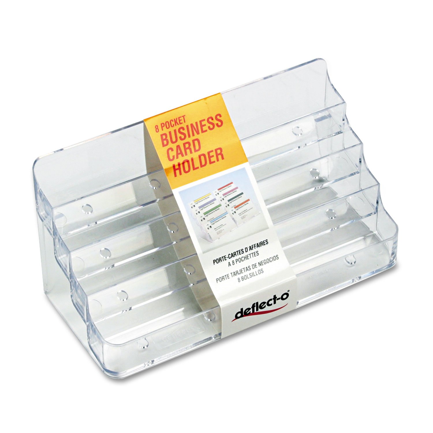 Deflecto 70801 Desktop Business Card Holder,8 Pockets,8-Inch x3-5/8-Inch x3-7/8-Inch,CL