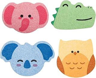 OHREN 4 Éponges de Bain pour Bébé, Éponge de Douche pour Enfants, Éponge de Bain Mignonne, Éponge de Douche pour Bébé, Forme Cartoon