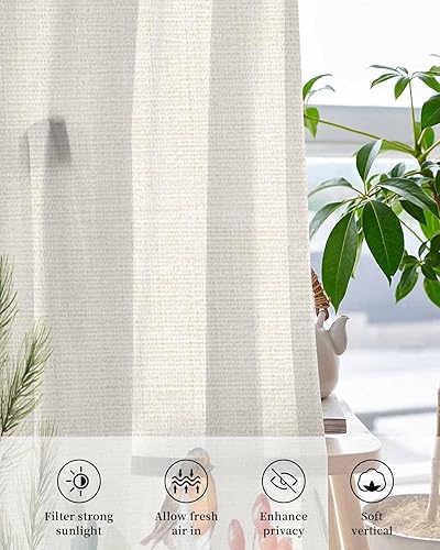 Miniatura 4 de Cortinas traslúcidas retro de eucalipto de 96 pulgadas de largo, juego de 2 paneles de cortinas para cocina, dormitorio, sala de estar, puerta,