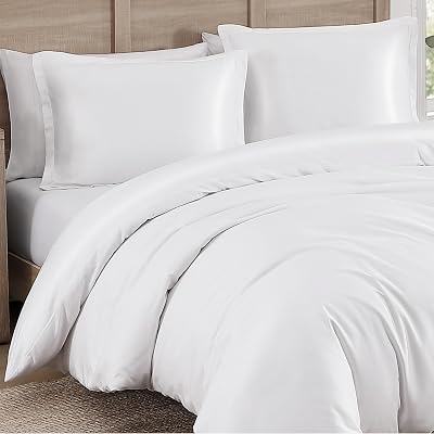 Duvet Cover Queen, 3 Piece 100% Egyptian Cotton 1000 TC - White