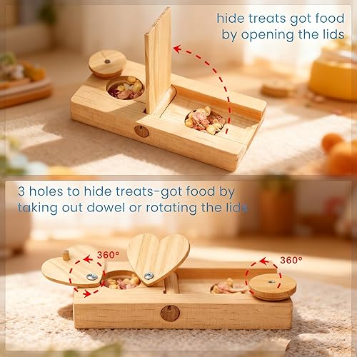 Miniatura 5 de Paquete de 2 juguetes de forrajeo de conejillo de indias, juguetes de enriquecimiento de conejillo de indias, juguetes interactivos de madera de