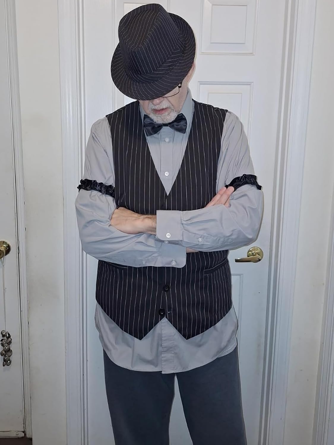 Roaring 20s Costumes for Men,1920s Mens Costume,Gatsby Gangster Vest Fedora Hat Pocket Watch Tie - Image 6