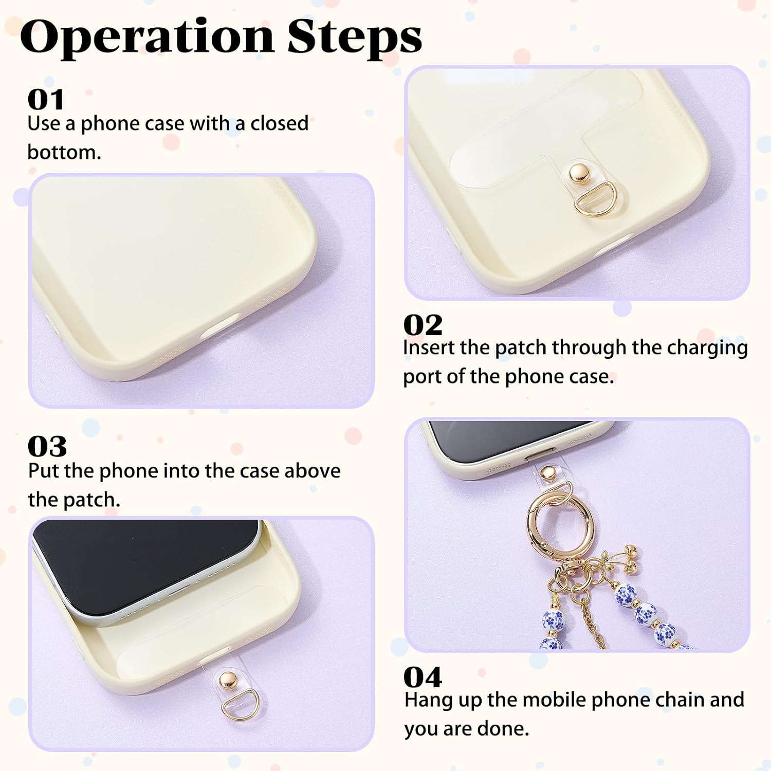 BEEFLYING Beaded Phone Wrist Strap Phone Charm Wristlet Strap with Cherry Bowknot Charms for Camera Keychain Bag Purse Pendants Decor image 5