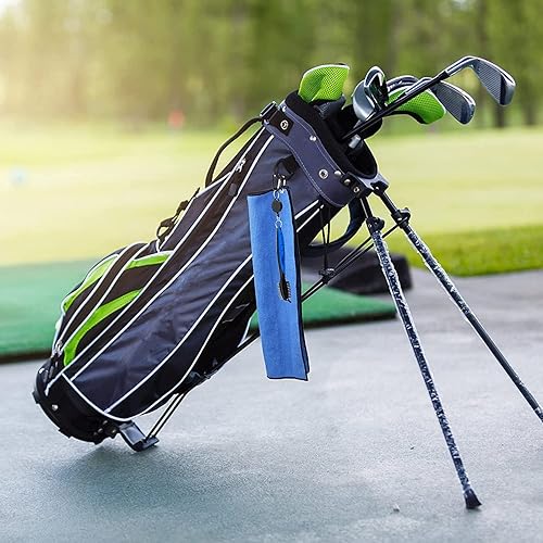 Miniatura 5 de Toallas de golf de triple pliegue para bolsas de golf (15.7 x 15.7 in) toalla de microfibra con patrón de gofres negro para bolsa de golf con clip