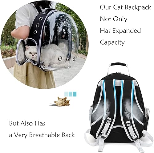 Miniatura 4 de Mochila para gatos expandible, ventilar, transparente, para gatos grandes, senderismo, viajes, al aire libre, mochila espacial aprobada por