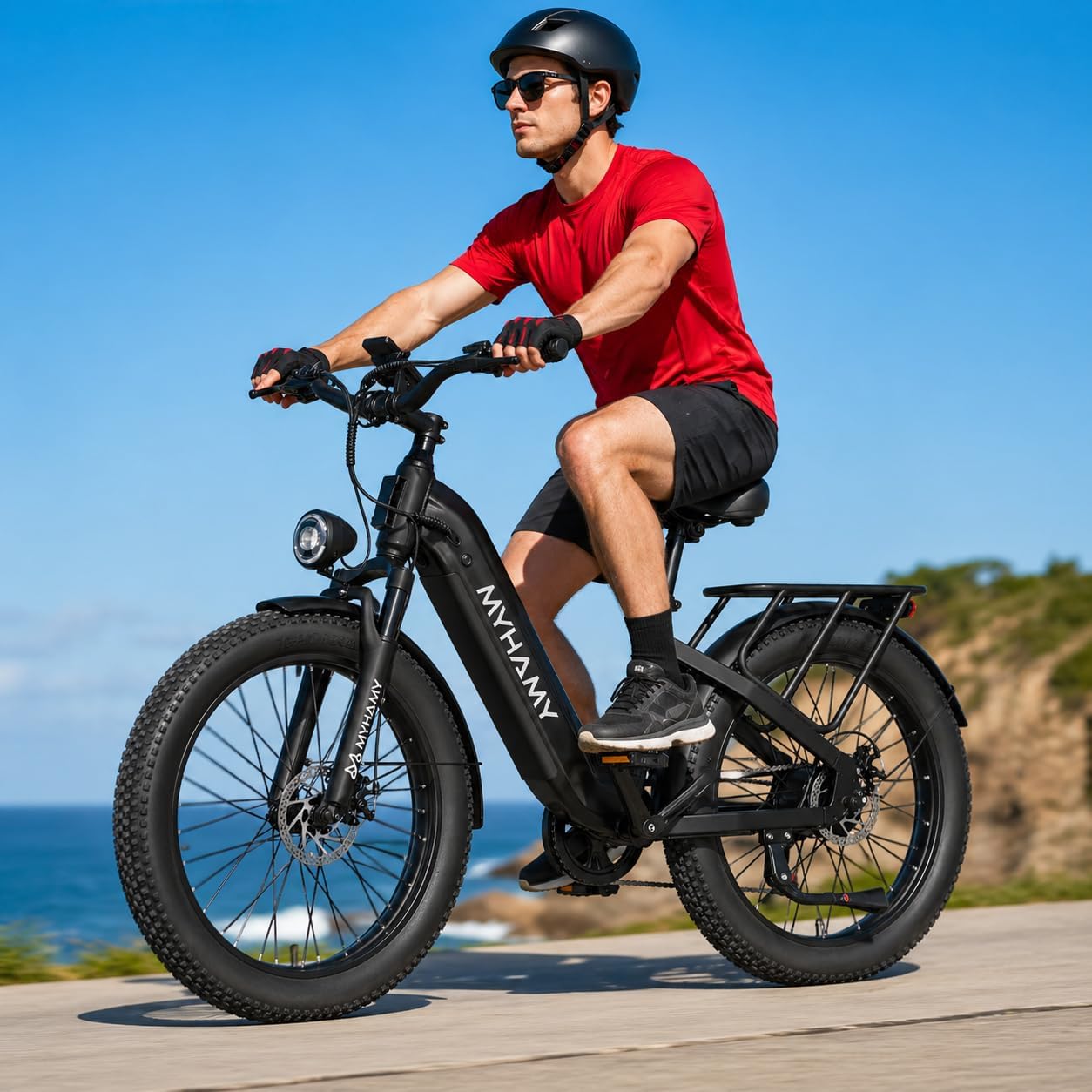 MEELOD Electric Bike for Adults, 1500W Peak Motor, 24" Fat Tire Ebike, 48V 18AH Removable Battery, 7-Speed, Low Step-Thru Electric Bicycle with LCD Display & LED Lights