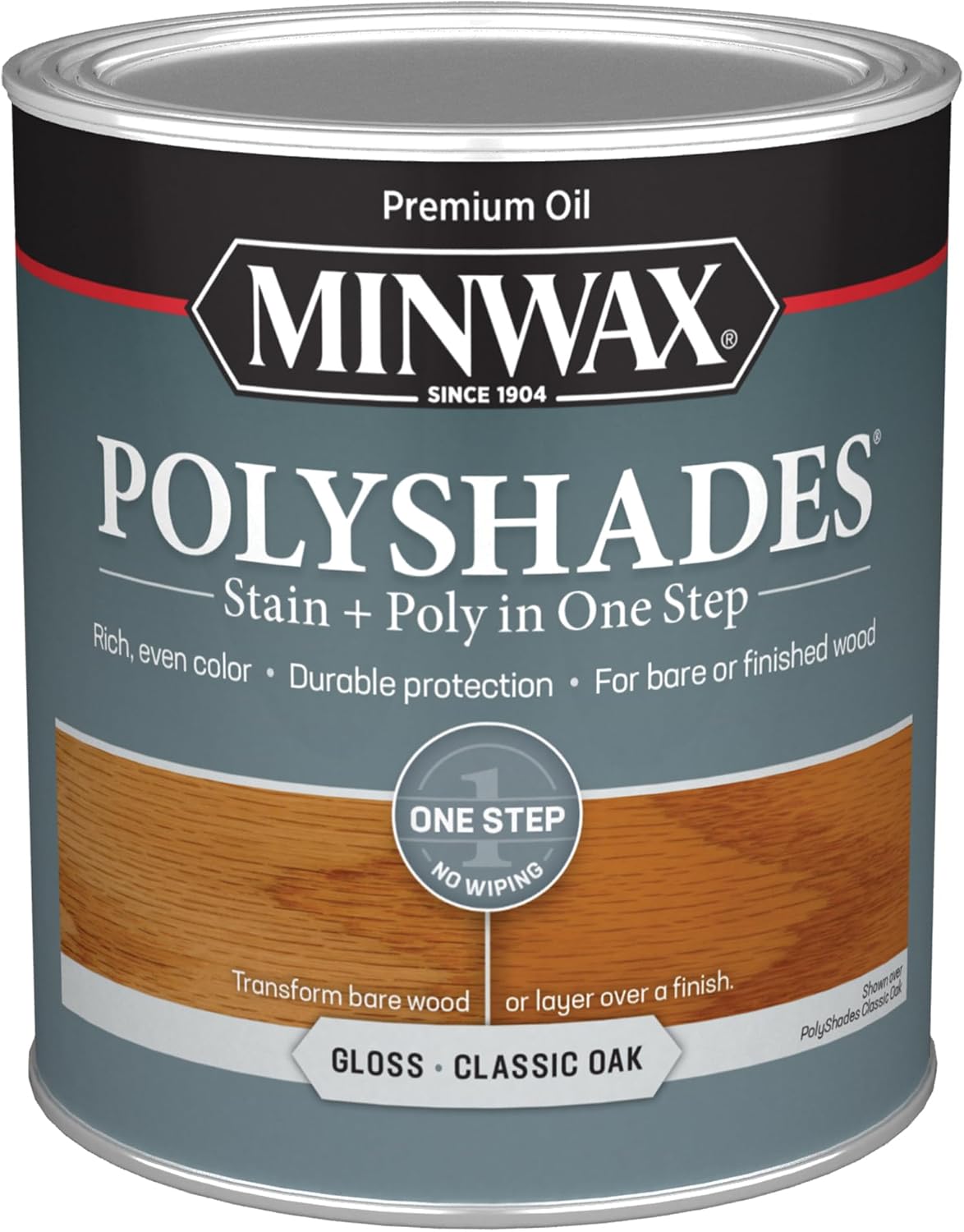 Minwax 61470444 PolyShades Stain & Polyurethane, Quart, Classic Oak