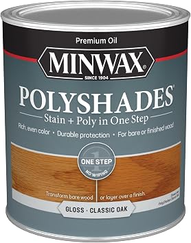 Minwax 61470444 PolyShades Stain & Polyurethane, Quart, Classic Oak