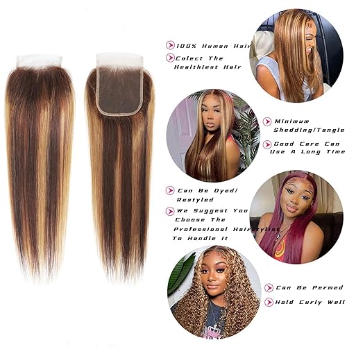 Miniatura 3 de Cabello humano con cierre de encaje para mujer, 5 x 5, cabello humano frontal de encaje brasileño transparente prearrancado y línea capilar natural,