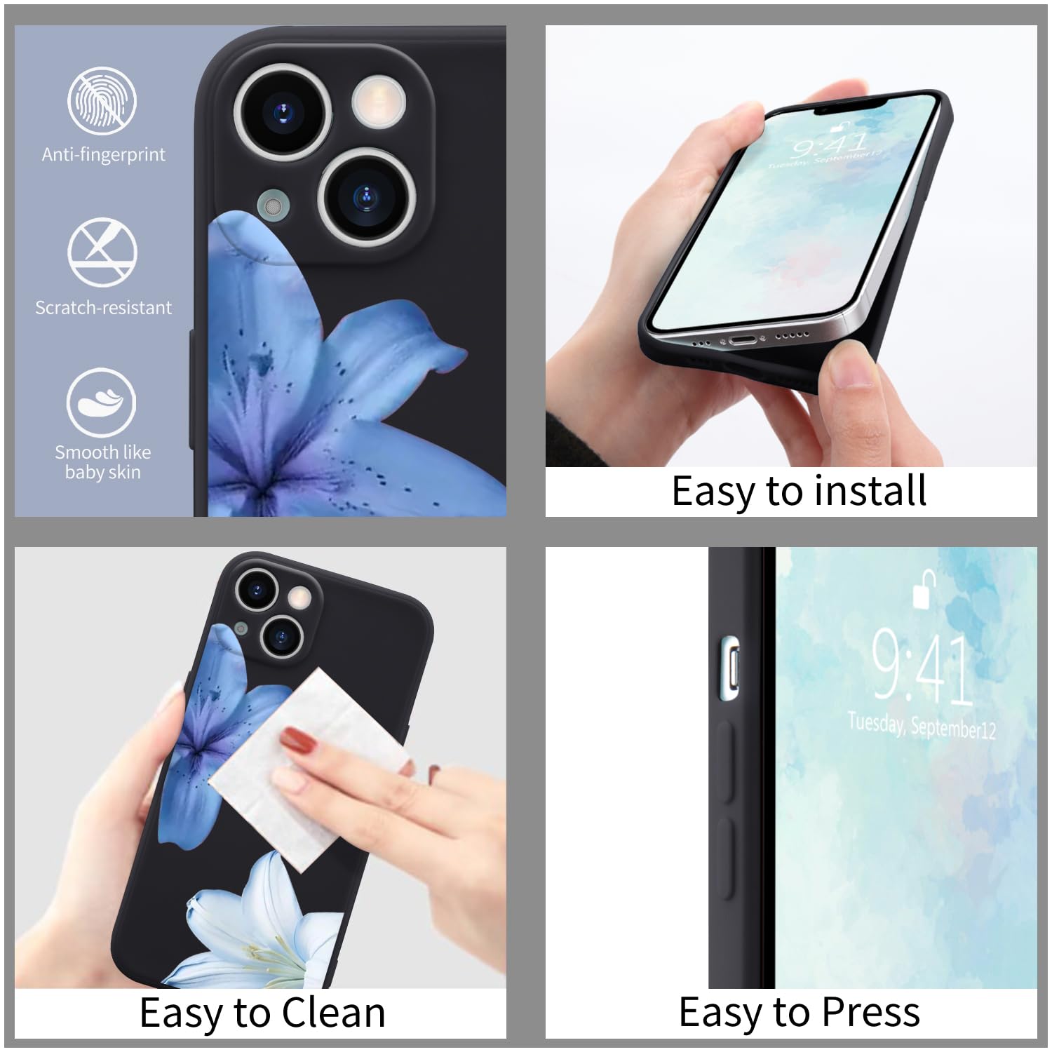 Amazon.com: Wihytec Blue&White Lily Phone Case Cover for iPhone 12