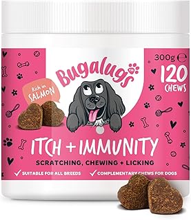 BUGALUGS Itch & Immunity Dog Treats – Helps Soothe Itchy Skin, Paws, Ears - Licking, Scratching - Perfect for Small, Medium & Large Dogs