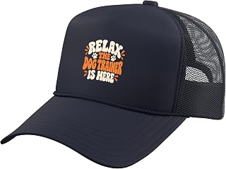 Relax The Dog Trainer is Here Funny Dogs Humor Training Pet Trucker Hat with Adjustable Mesh Back