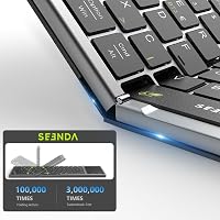 seenda Összehajtható Bluetooth Billentyűzet Érintőpaddal - Újratölthető Vezeték Nélküli Billentyűzet 3 Bluetooth Csatornával, Német QWERTZ,  9
