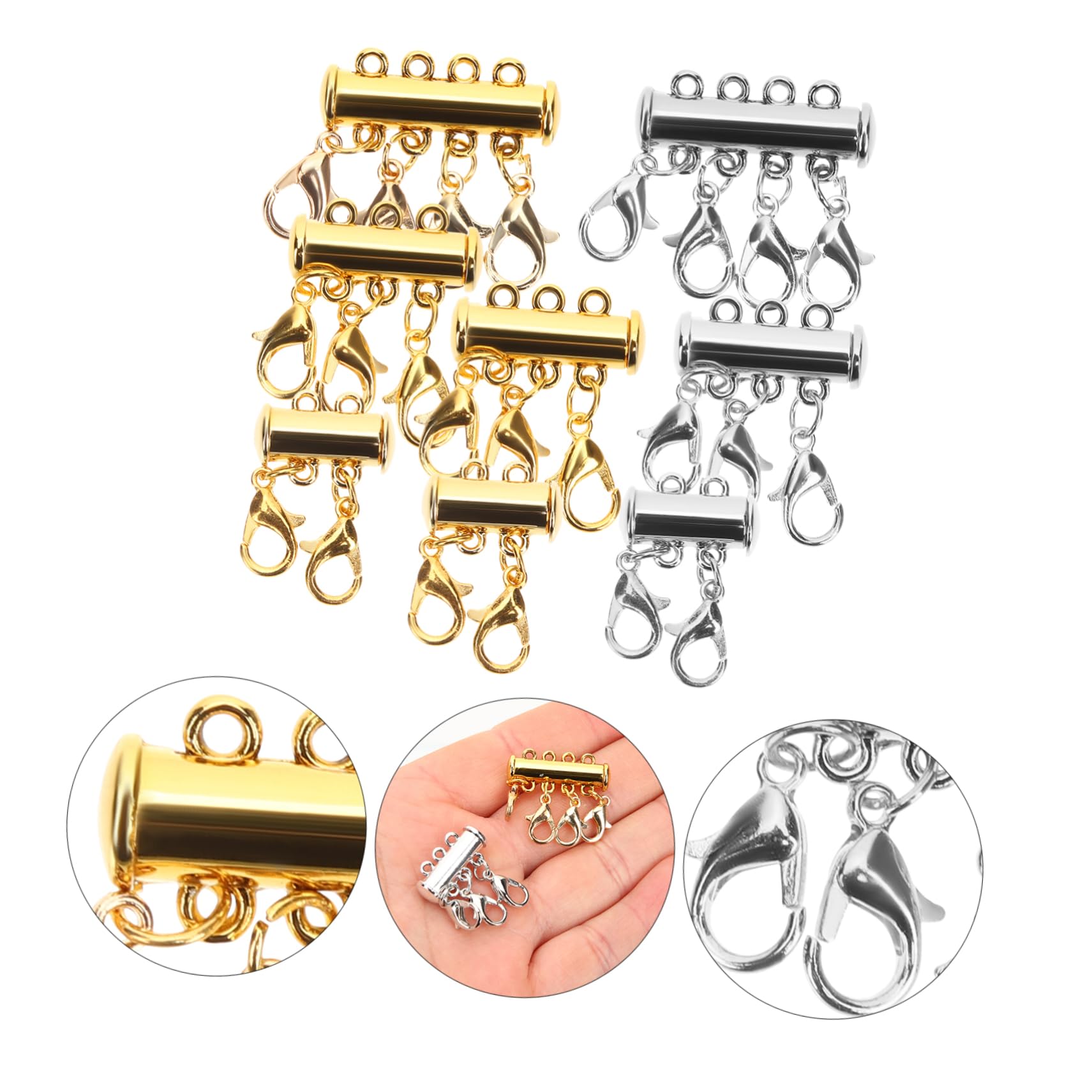 5 Sets Schmuck-Magnetschnalle, Halsketten, Perlenkette, Perlen, Halskette, magnetische Halskette, mehrlagiger Verschluss, mehrlagiger Kettenverschluss, Schmuck, mehrlagiger Verschluss, magnetischer
