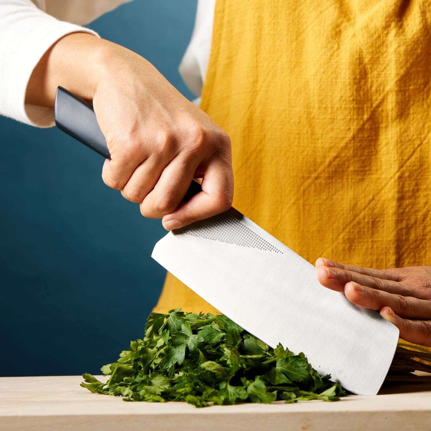 Milk Street Kitchin-to Hybrid Chef’s Knife – Thin 1.2mm Blade Glides Through Veggies, Lightweight Japanese-Style Cleaver & Prep Knife – Safe Rounded Tip, Secure Grip, Precision Control