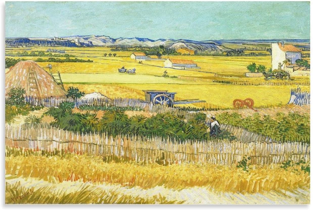 ゴッホ油絵 アートパネル 田園 風景画 アートフレーム 複製名画 アートポスター キャンバス プリント 部屋飾り ウォールアート ベ