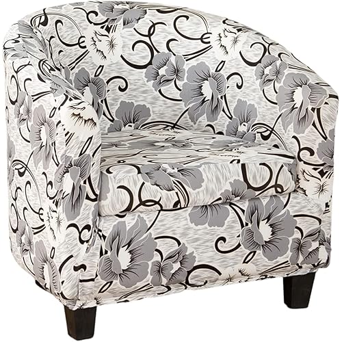 NILUOH Club Chair Cover 2-Piece Tub Chair Slipover with Cushion Cover Barrel Chair Slipcover Armchair Cover Furniture Protector for Living Room, Soft Non Slip Removable Washable (Color 05)