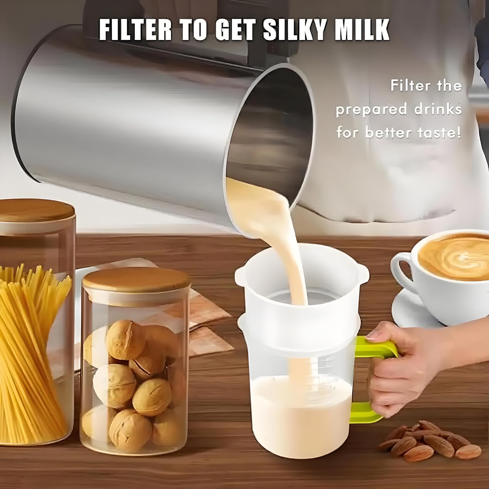 Nussmilch -Maker -Maschine 1,2 L, 1200 Ml Pflanzenhafermilchbauer Mit Siebset, Sojamilch Hersteller, Geeignet Für Sojabohnenmilch, Mandelmilch, Vegane Milch, Hafermilch, Pflanzenmilch, Brei