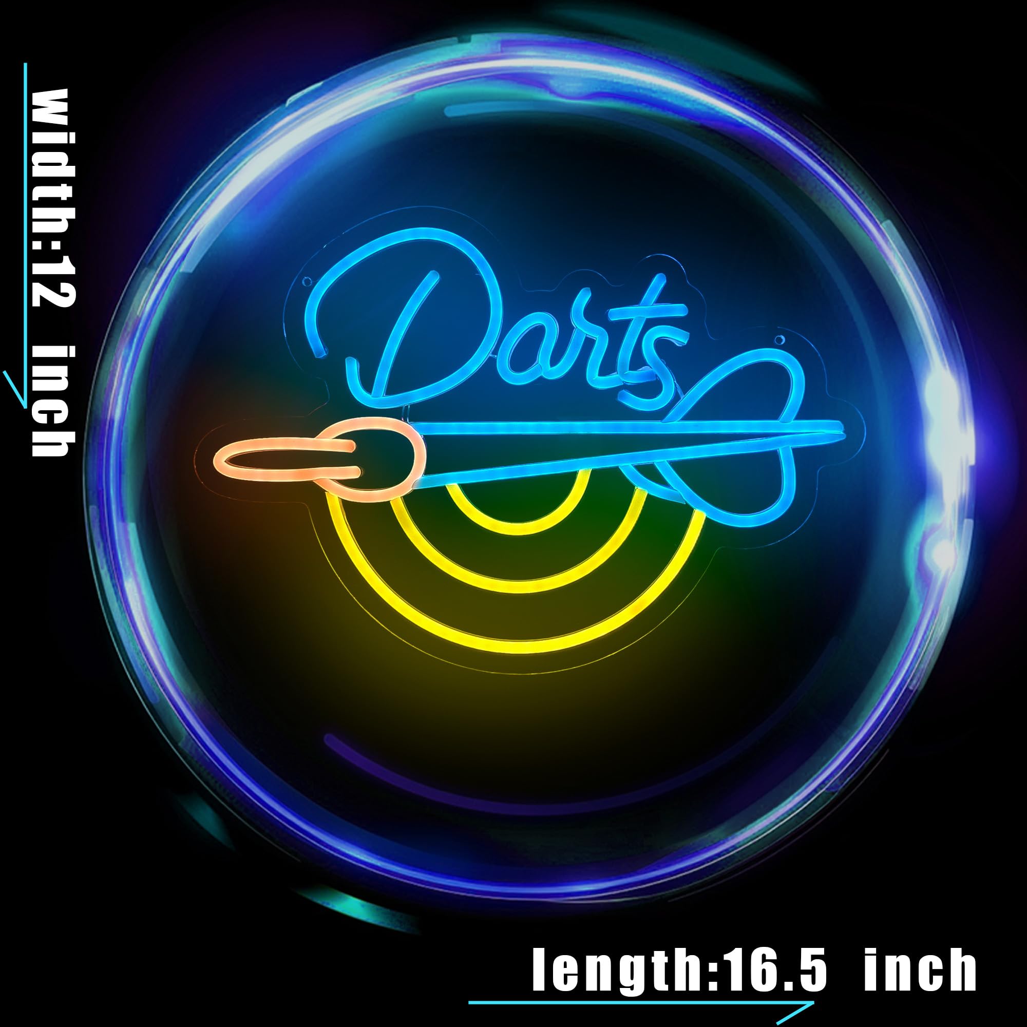 Darts Neon Sign - LED Neon Light Sign for Wall Decor - Perfect for Men Cave & Game Room
