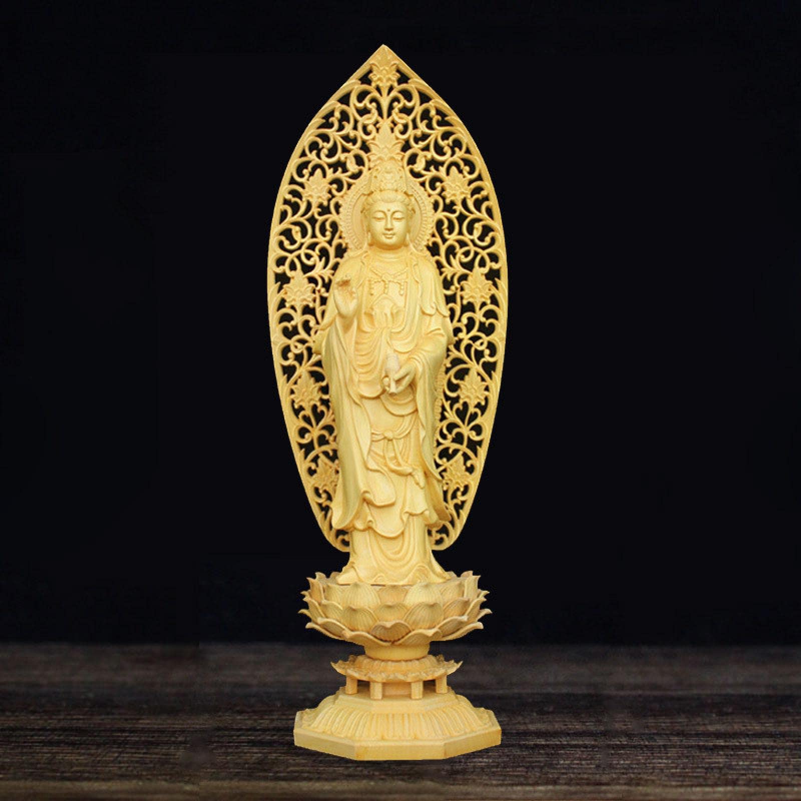 Amazon｜仏像彫刻寺院仏堂供養木製品工芸品置物西方三聖【大勢至菩薩 