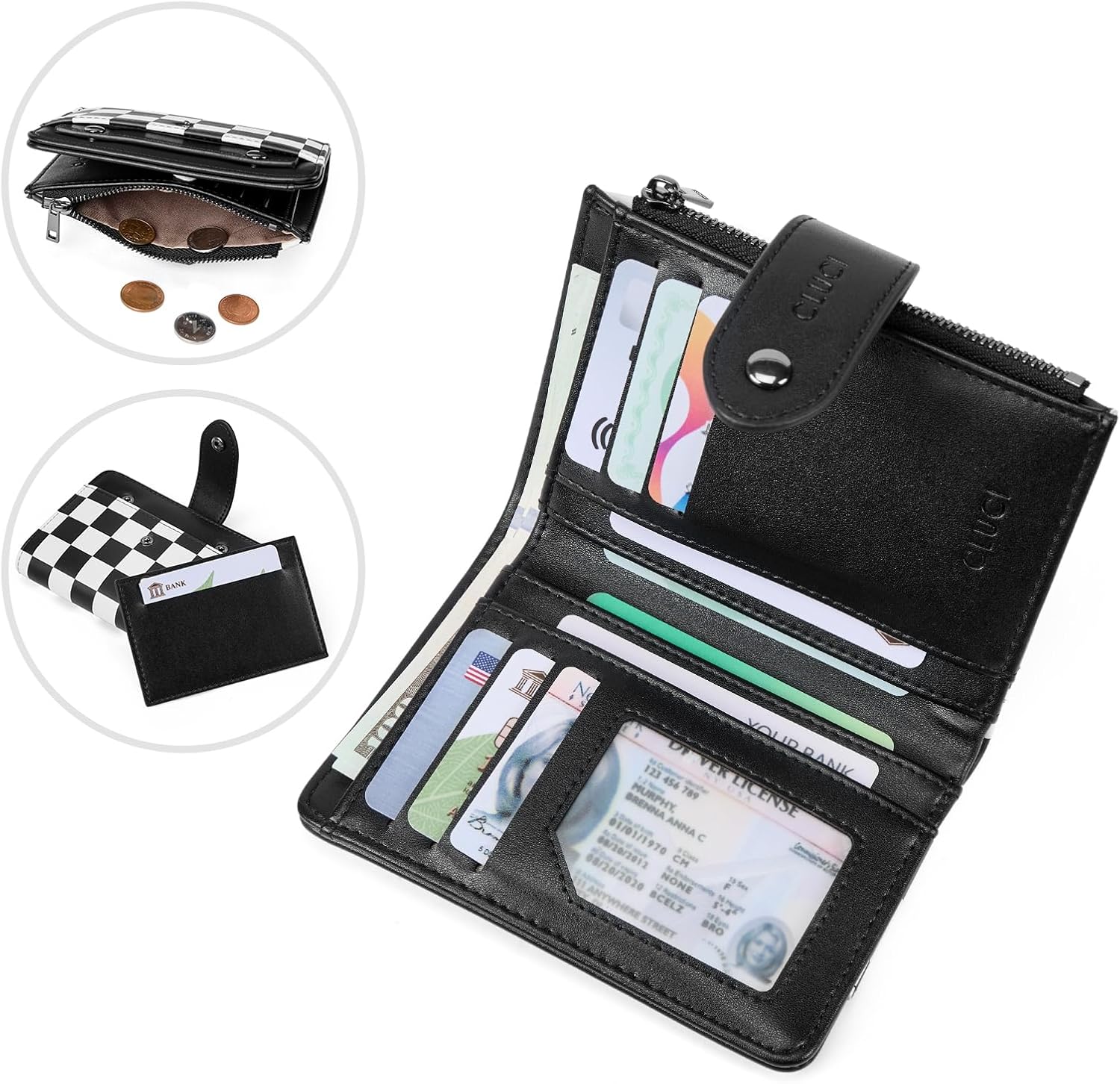 CLUCI Checkered Purses for Women Bundles with Women Wallet