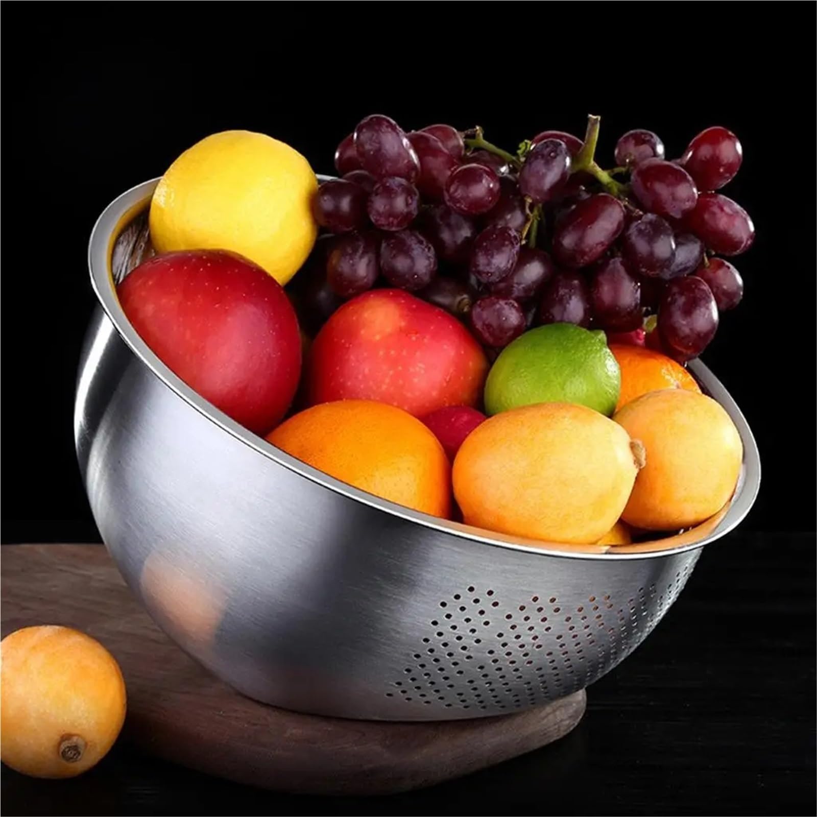 Colador De Arroz De Acero Inoxidable Colador de cocina, colador acero inoxidable, lavadora arroz, cuencos for lavar frutas y verduras for limpiar, herramientas(26cm)