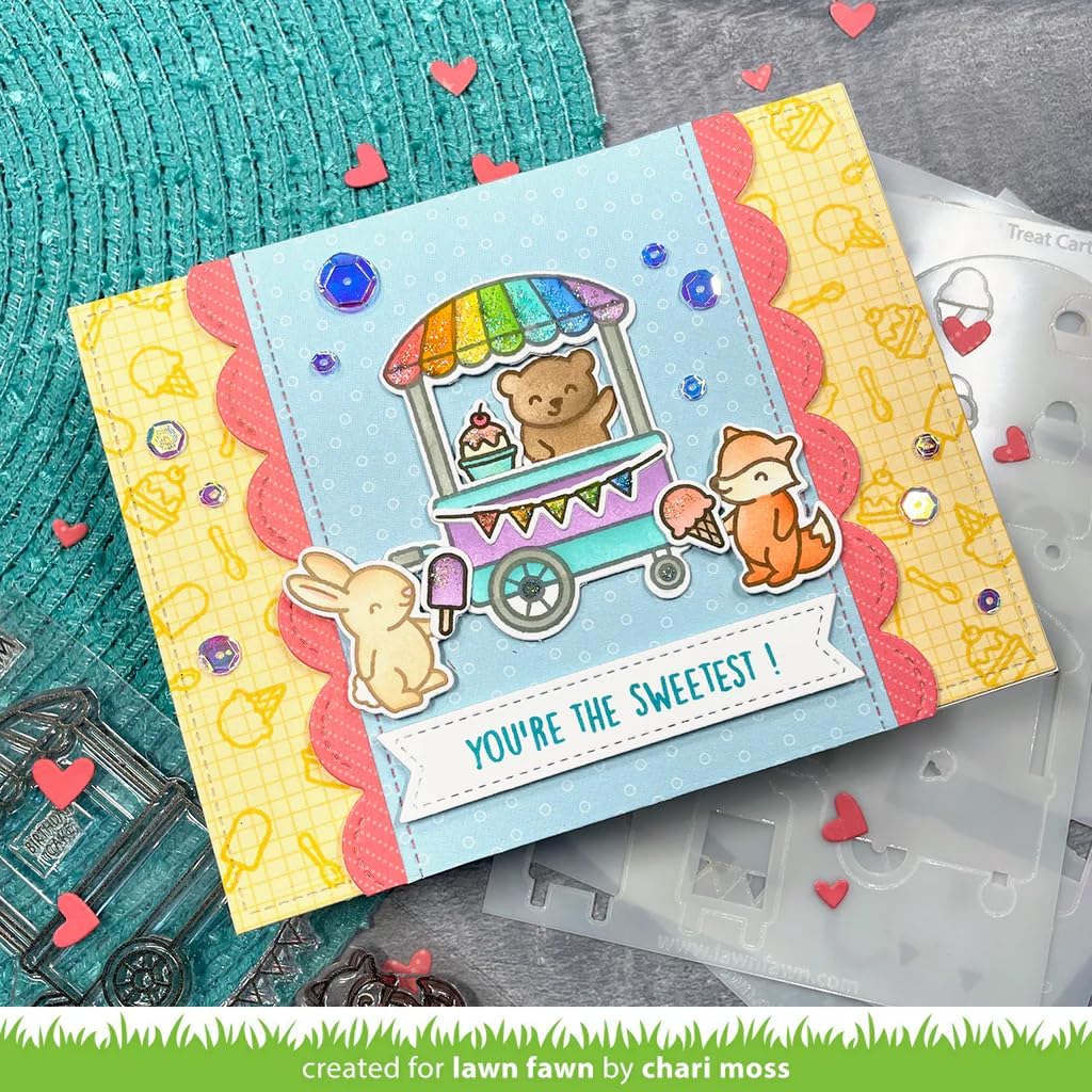Lawn Fawn - Treat Cart - Stamps, Dies, Coloring Stencils & Pocket