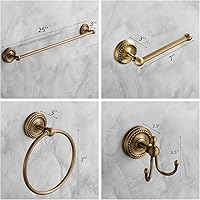 Vista 2 de 4 Piece Antique Brass Gold Bathroom Accessories Set - 24” Towel Holder, Antique Bar Brass Bath Accessories - Wall Mounted Bathroom Hardware