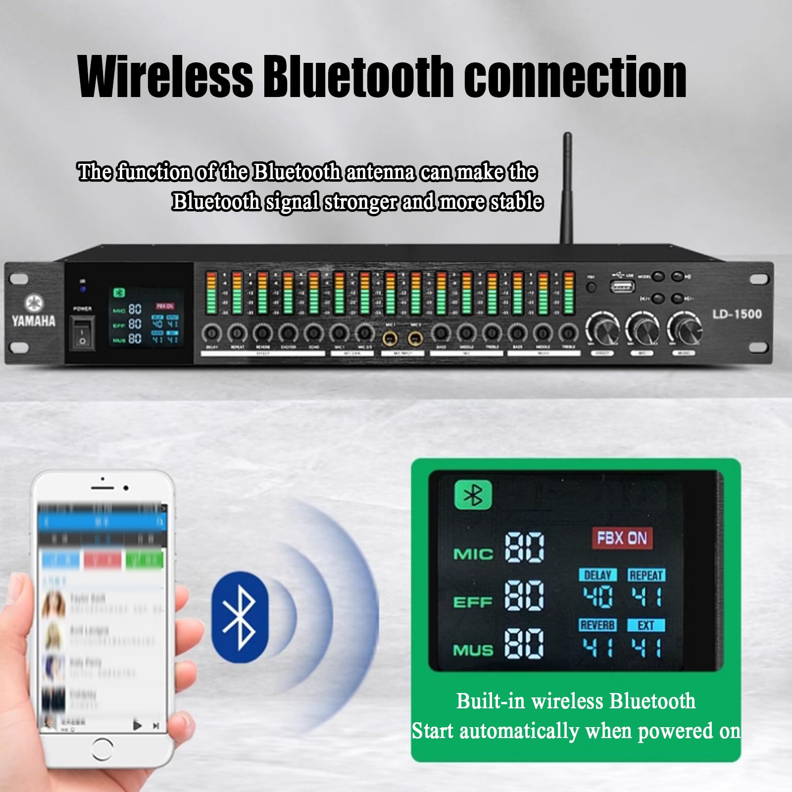 Efectos De Pre-Etapa Profesionales, Procesador De Audio Digital KTV Reverberation, Pantalla De Espectro, Interfaz De Micrófono, Control Independiente, Anti-aullidos, para Karaoke, Conciertos